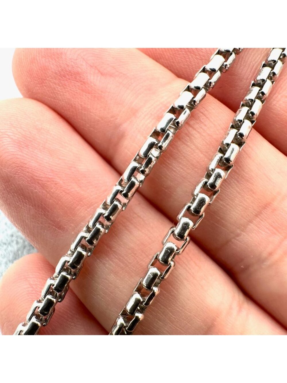Italy Sterling Silver Korean Link 4mm Chain Necklace 18 Inch